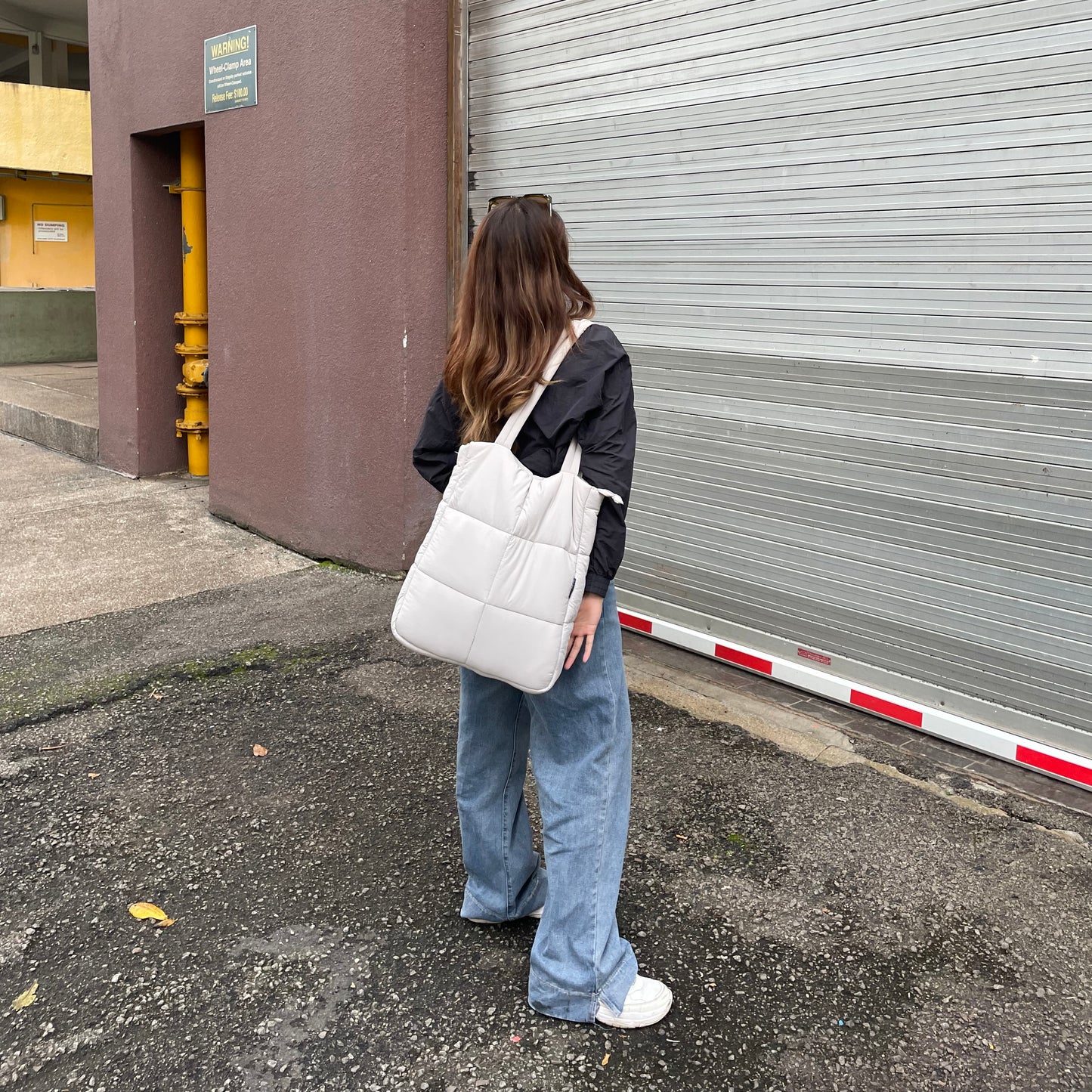 Casper Puffer Tote (Light Gray)